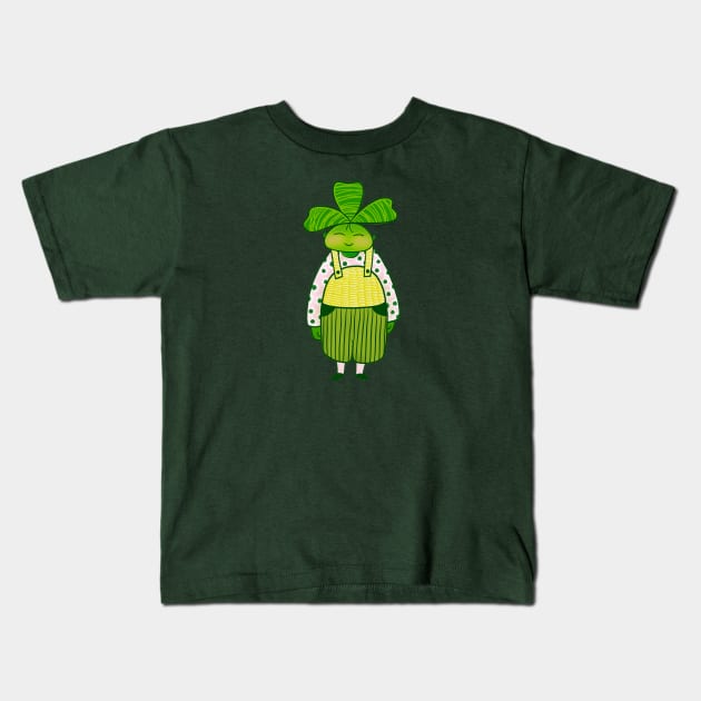 Green clover lucky boy, version 2 Kids T-Shirt by iulistration